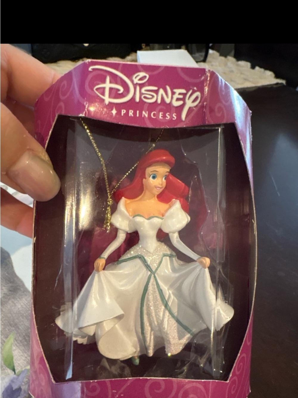 Disney Princess Ariel Sparkling White Gown Ornament with Red Hair